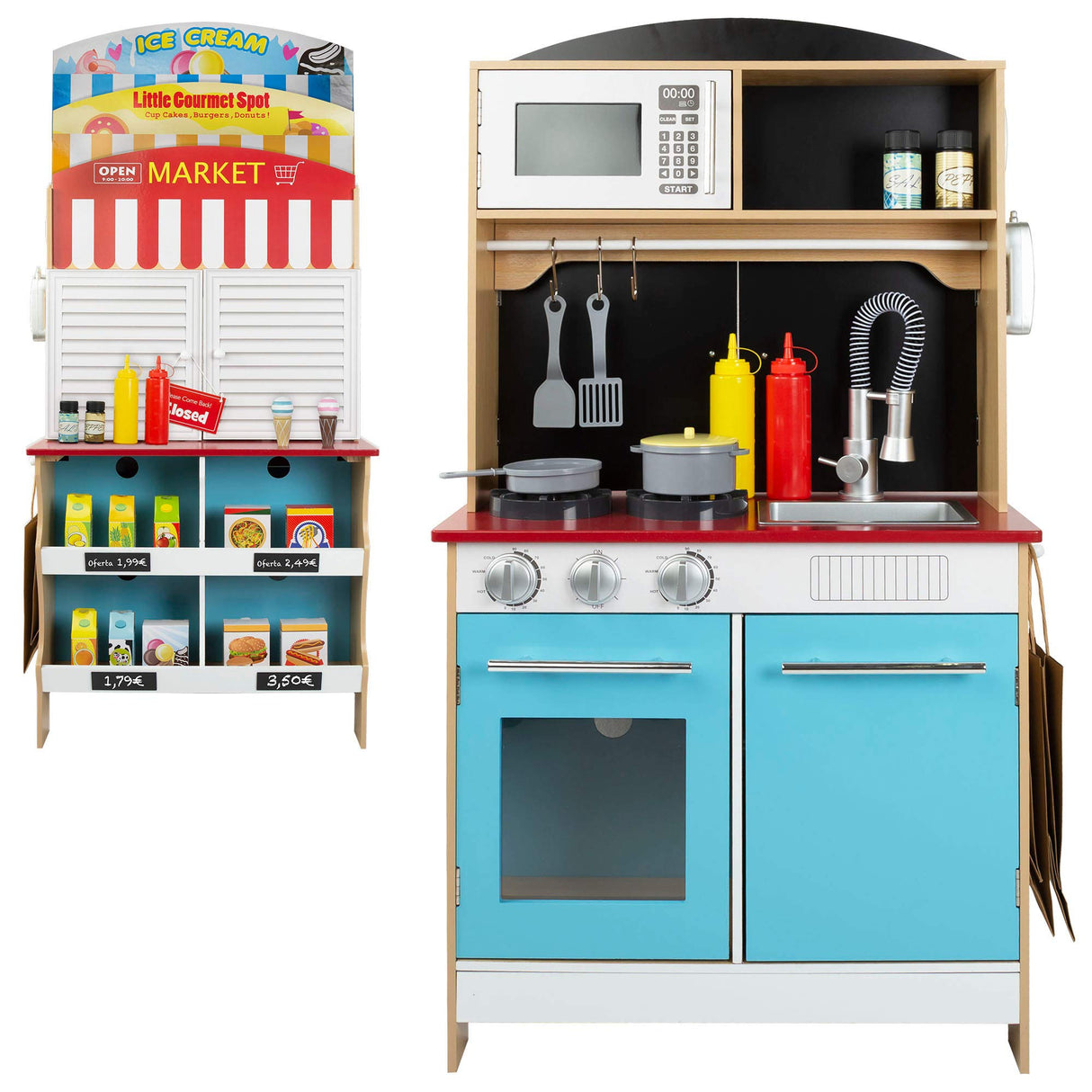 Play & Learn - Heladería con Cocinita de Madera (ColorBaby 85290)