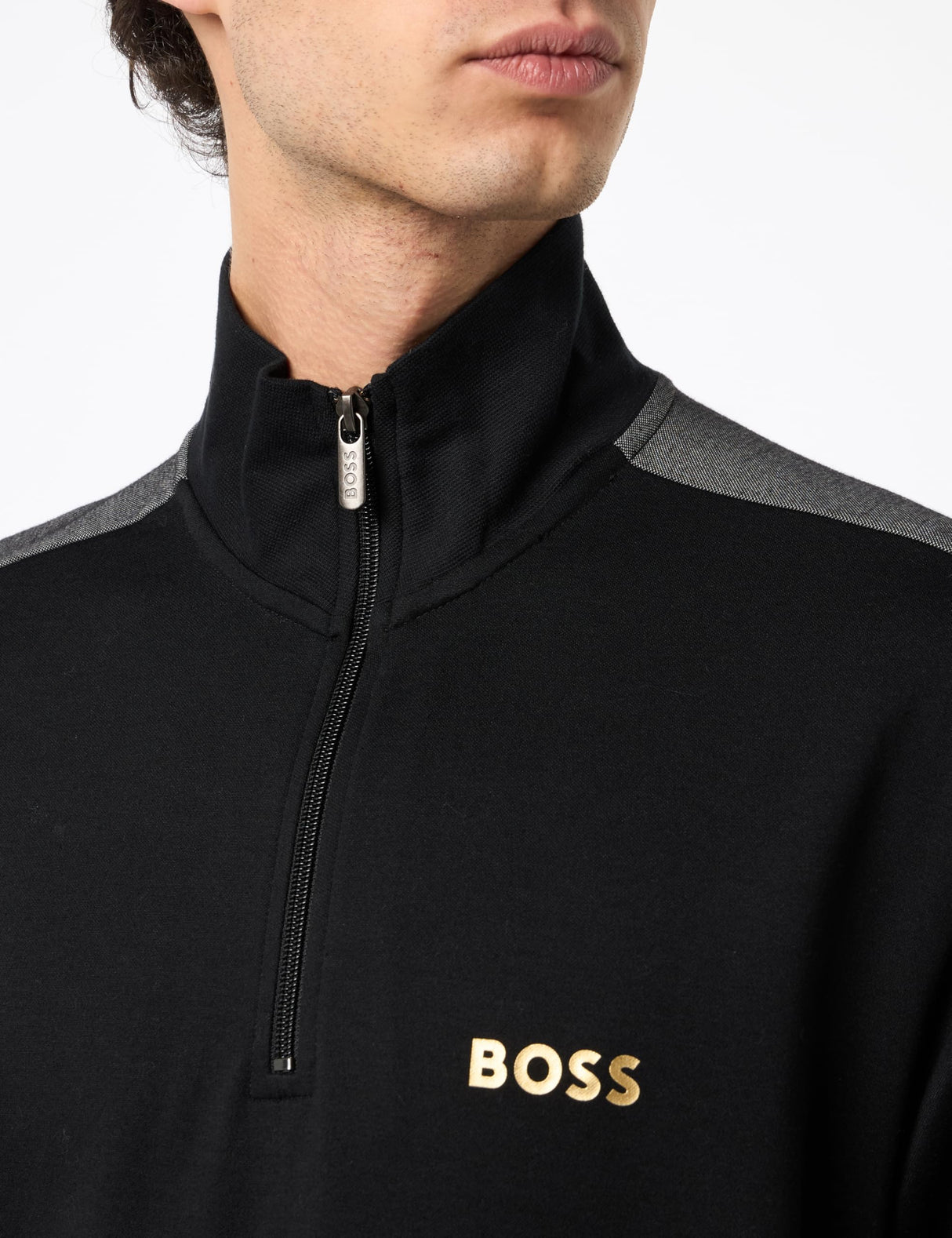 BOSS Tracksuit 1/4 Jacket Ropa de Estar por casa_Chaqueta, Black1, L para Hombre