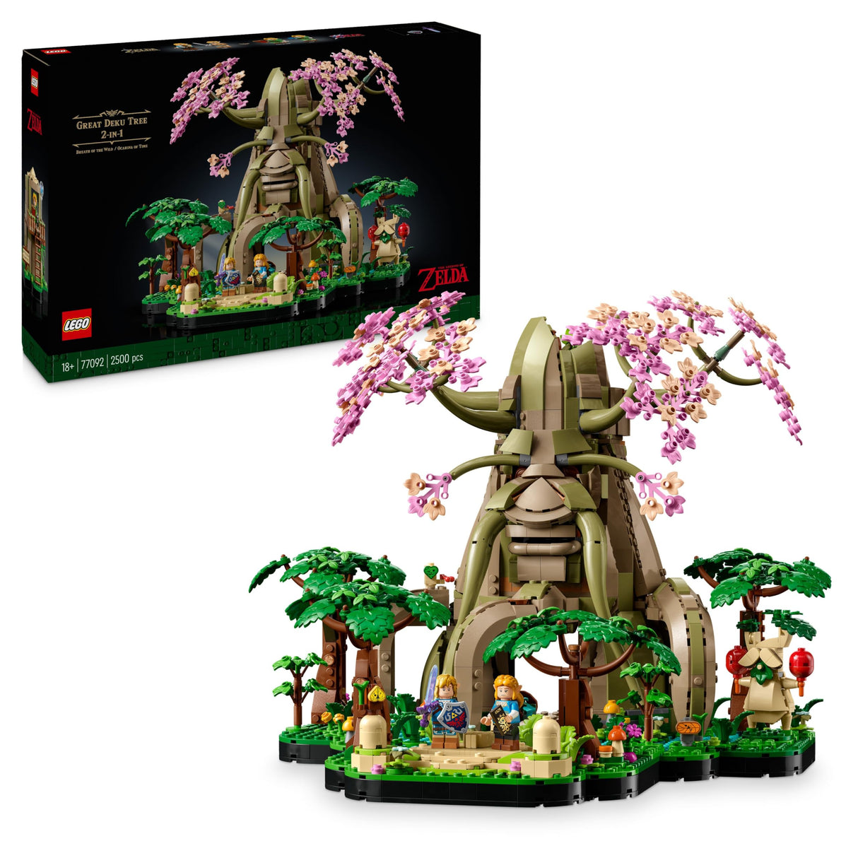 LEGO The Legend of Zelda Gran Árbol Deku “2 en 1”, Kit de Maquetas para Adultos con Zelda y 3 Minifiguras de Link, Regalo para Fans de los Videojuegos Ocarina of Time y Breath of The Wild 77092