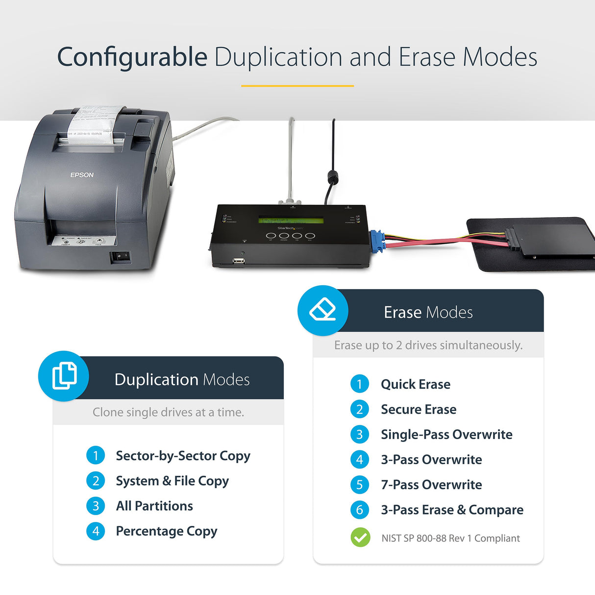 StarTech Duplicador Borrador SAS/SATA 1:1, 13GB/min, LCD (SATSASDUPE11)