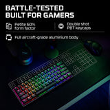 HyperX Alloy Origins 60 – Teclado mecánico para juegos - Formato ultracompacto al 60 % – Tecla HyperX Aqua (táctil) - Cubiertas de PBT de doble capa de las teclas - Retroiluminación LED RGB