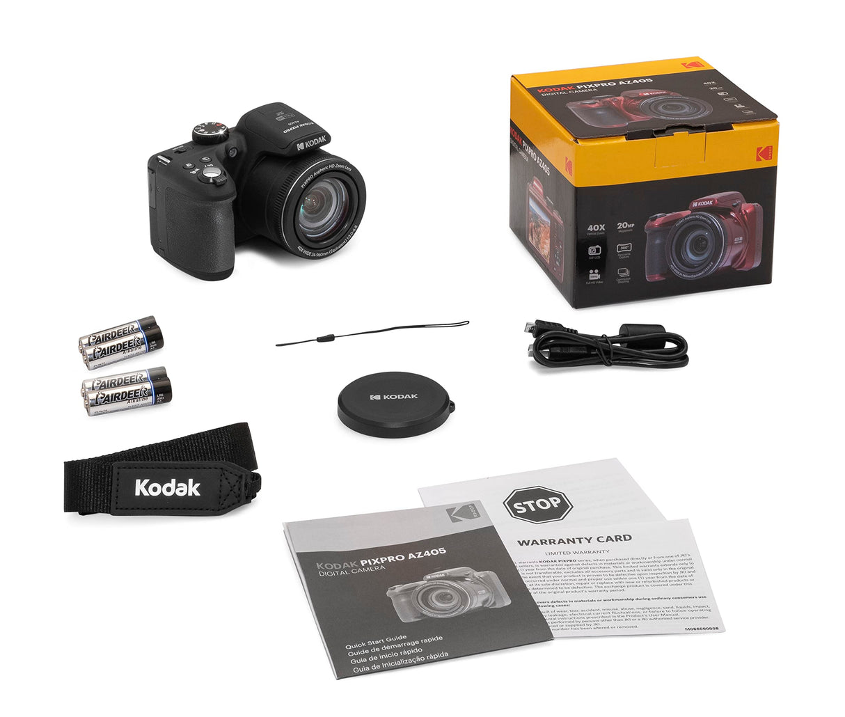 KODAK Pixpro Astro Zoom AZ405 - Cámara Digital Bridge, Zoom de 40x, Gran Angular de 24 mm, 20 megapíxeles, LCD de 3", vídeo Full HD 1080p, OIS, Pila AA - Negro