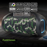Muse M 980 CA. Altavoz Bluetooth Resistente a Las Salpicaduras con Luces incorporadas. 300 W de Potencia. Posibilidad de par Stereo. Concector de Carga USB-C. Puerto USB de Carga y repodrucción.