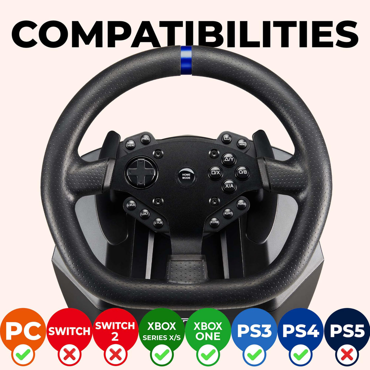 Superdrive - Volante de carreras SV950 con pedal y paletas de cambio para Xbox Serie X/S, PS4, Xbox One, PC (programable para todos los juegos)