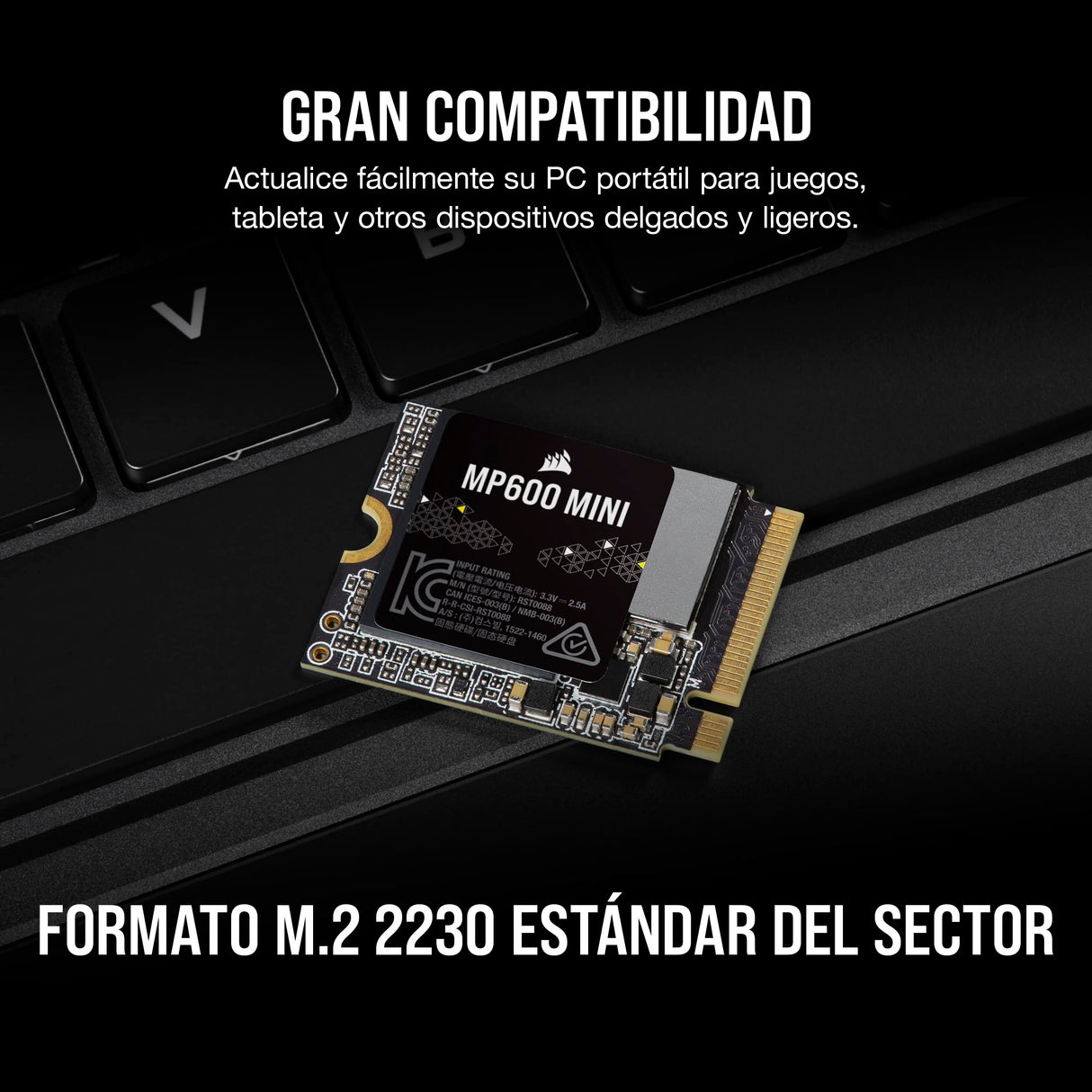 Corsair MP600 Mini 2 TB M.2 NVMe PCIe x4 Gen4 SSD – M.2 2230 – hasta 7.000MB/seg Lectura Secuencial – NAND 3D TLC de Alta Densidad – Ideal para Steam Deck y Microsoft Surface – Negro