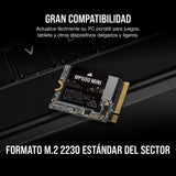 Corsair MP600 Mini 2 TB M.2 NVMe PCIe x4 Gen4 SSD – M.2 2230 – hasta 7.000MB/seg Lectura Secuencial – NAND 3D TLC de Alta Densidad – Ideal para Steam Deck y Microsoft Surface – Negro