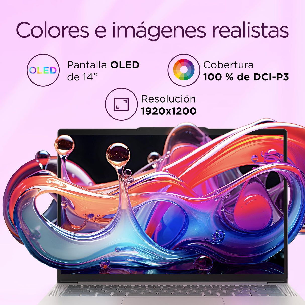 Lenovo Chromebook Plus Gen 10 - Ordenador Portátil 14'' WUXGA OLED (MediaTek Kompanio Ultra 910, 12GB RAM, 128GB UFS, ChromeOS)-Seashell + 1 año de Google AI Pro con Gemini Pro y 2TB de Almacenamiento