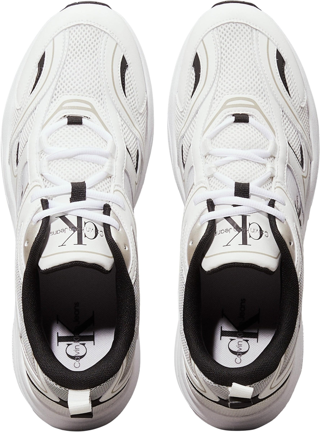 Calvin Klein Runner Sneaker Hombre Retro Tennis Mesh Calzado Deportivo, Blanco (Bright White/Black), 40