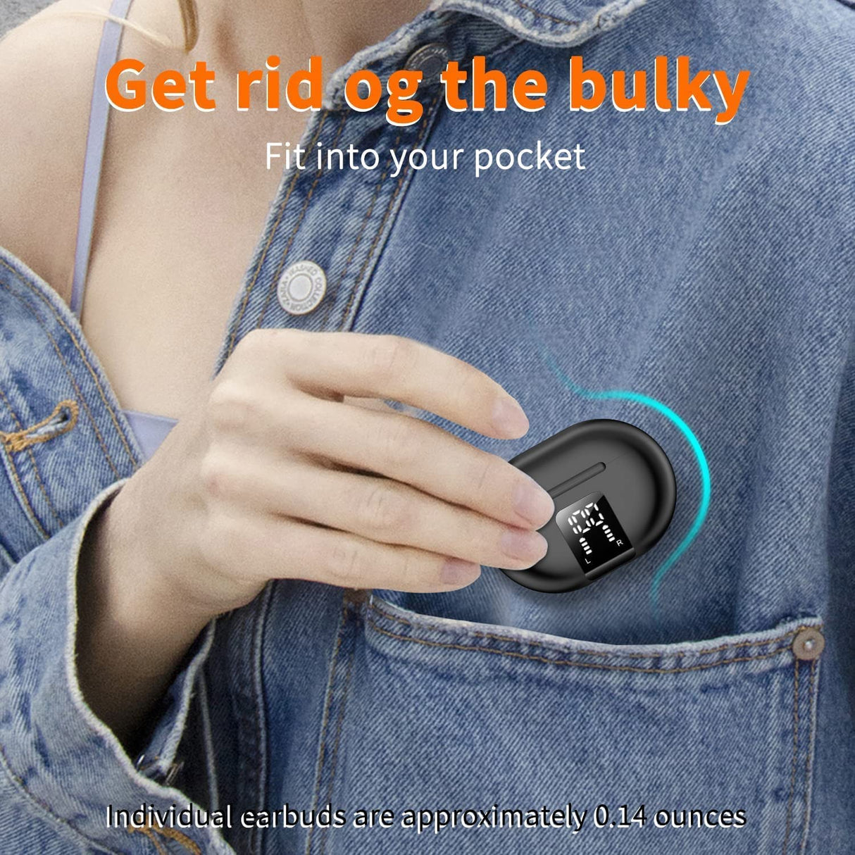ASDRTB Auriculares inalámbricos Auriculares Auriculares de reducción de Ruido estéreo de Alta fidelidad, con micrófono, Tiempo de reproducción 48h, Pantalla LED Doble, Carrera Impermeable ip7