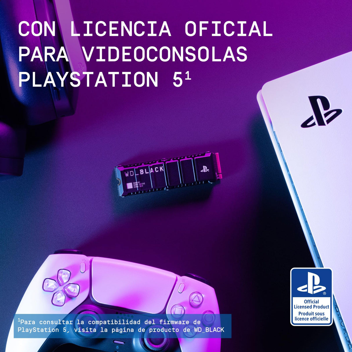 WD_BLACK SN850P SSD PS5, 2TB M.2 2280, Licencia Oficial para Consolas Playstation 5 PS5, Velocidades hasta 7300 MB/s, PCIe NVMe SSD con Disipador Optimizado, SSD para Juegos internos, Negro