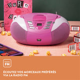 Lenco SCD-37 - Reproductor de CD para niños con conexión USB, MP3 y 2 Fuentes de alimentación RMS de 1,5 W, Funciona con Pilas y Red, Color Rosa