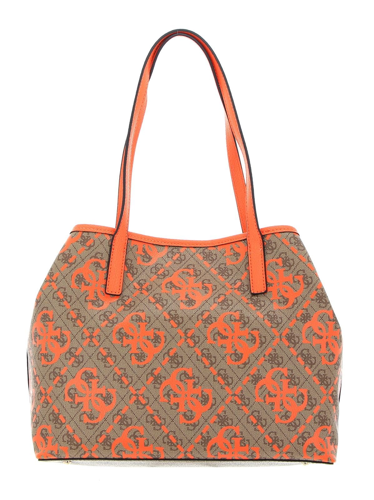 GUESS Vikky Large Tote, Bag Women, Logotipo de café con Leche/Naranja, One Size
