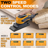 MAXXT Lijadora orbital 3.0 sin escobillas 350W, velocidad ajustable 4000-10000/RPM, freno automático 2s, recogida automática de polvo, superficie de lijado 198x70mm, 10 hojas abrasivas