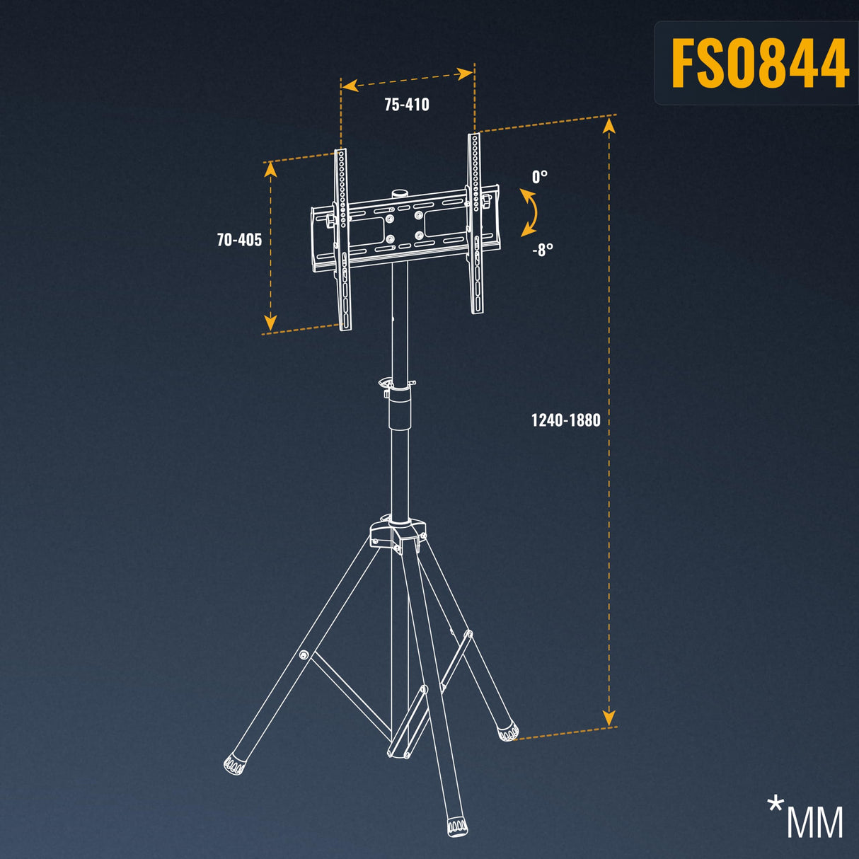 RICOO Soporte TV Base de pie Pedestal Suelo Televisión 32-55" (81–140cm) FS0844 Tripode Inclinable Televisor LED/LCD VESA 200x200-400x400
