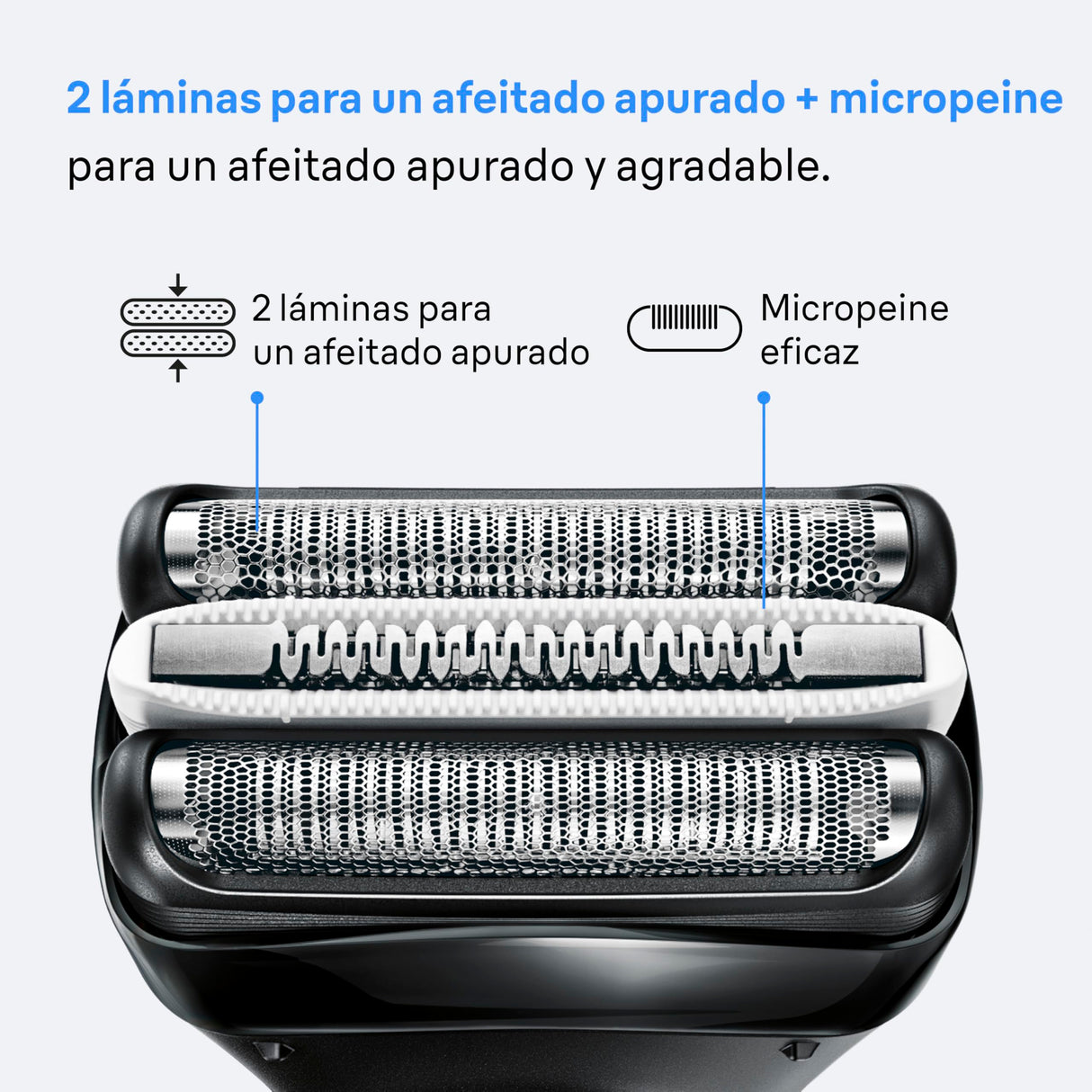 Braun Afeitadora Eléctrica Hombre Series 3 ProSkin 3040s, Máquina De Afeitar Barba En Seco Y Mojado, Cabezal De Precisión, 45 Min De Uso, Recargable, Peine MicroComb Para Un Afeitado Suave, Negro/Azul
