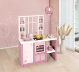 Smoby – Loft Cocina de Juguete Fleur – Cocina Infantil de Estilo Loft Moderno con fogones, Horno, Nevera y 27 Accesorios, para niños a Partir de 3 años