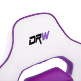 duehome | DRW, Silla Gamer, Silla de Oficina Gaming Estudio o Escritorio, Acabado en Símil Piel Blanco y Lila, Medidas: 46,5 cm (Ancho) x 46 cm (Largo) x 98-109,5 cm (Alto)
