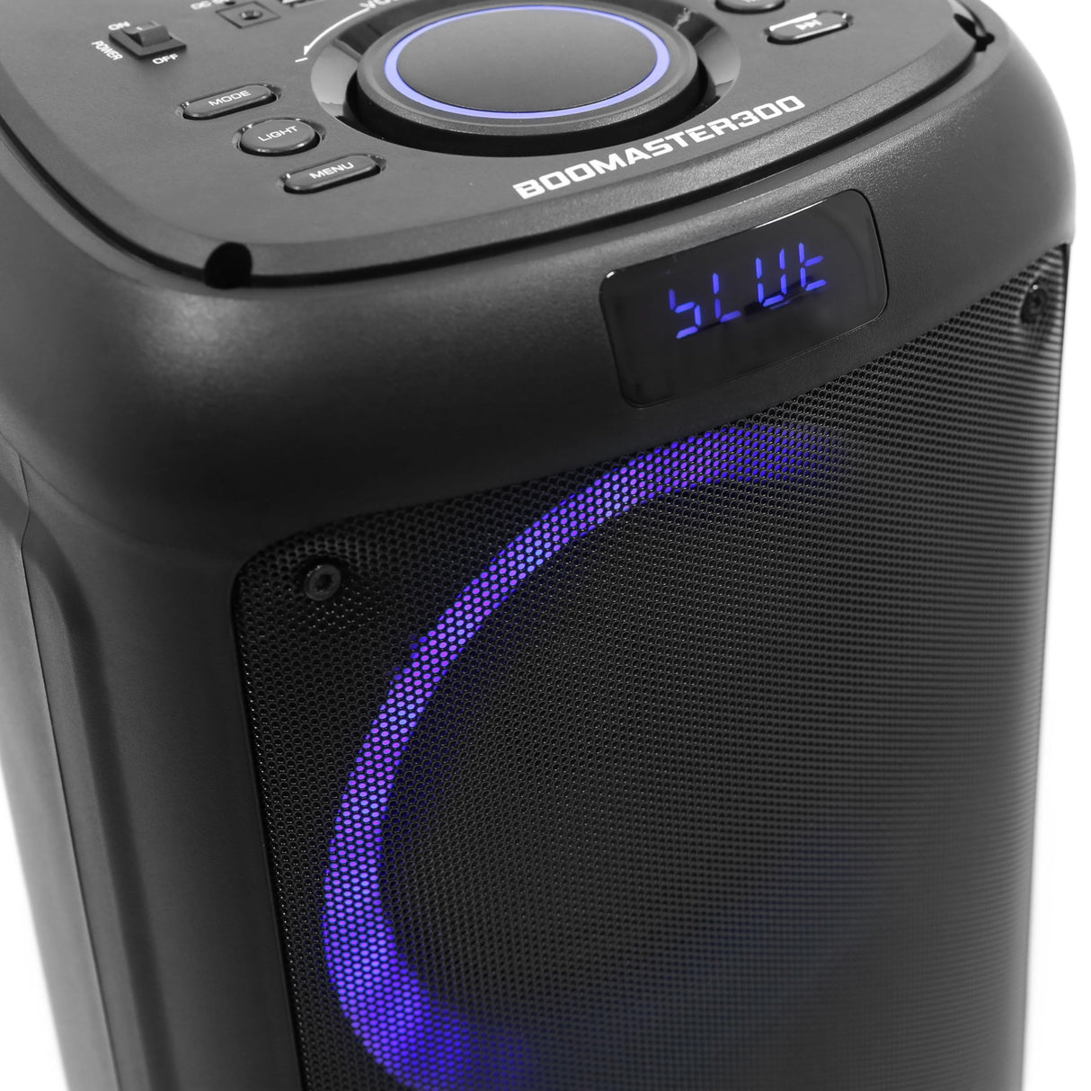 BoomTone DJ Boomaster 300 Altavoz Bluetooth luminoso LED portátil potente 250W, Altavoz Karaoke, Bluetooth inalámbrico, TWS, Recargable USB, sintonizador, lector USB/tarjeta SD.