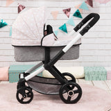 Bayer Design 17031AA Cochecito de muñeca Combi Xeo, Carro para muñecos, Bolsa, Convertible, Regulable en Altura