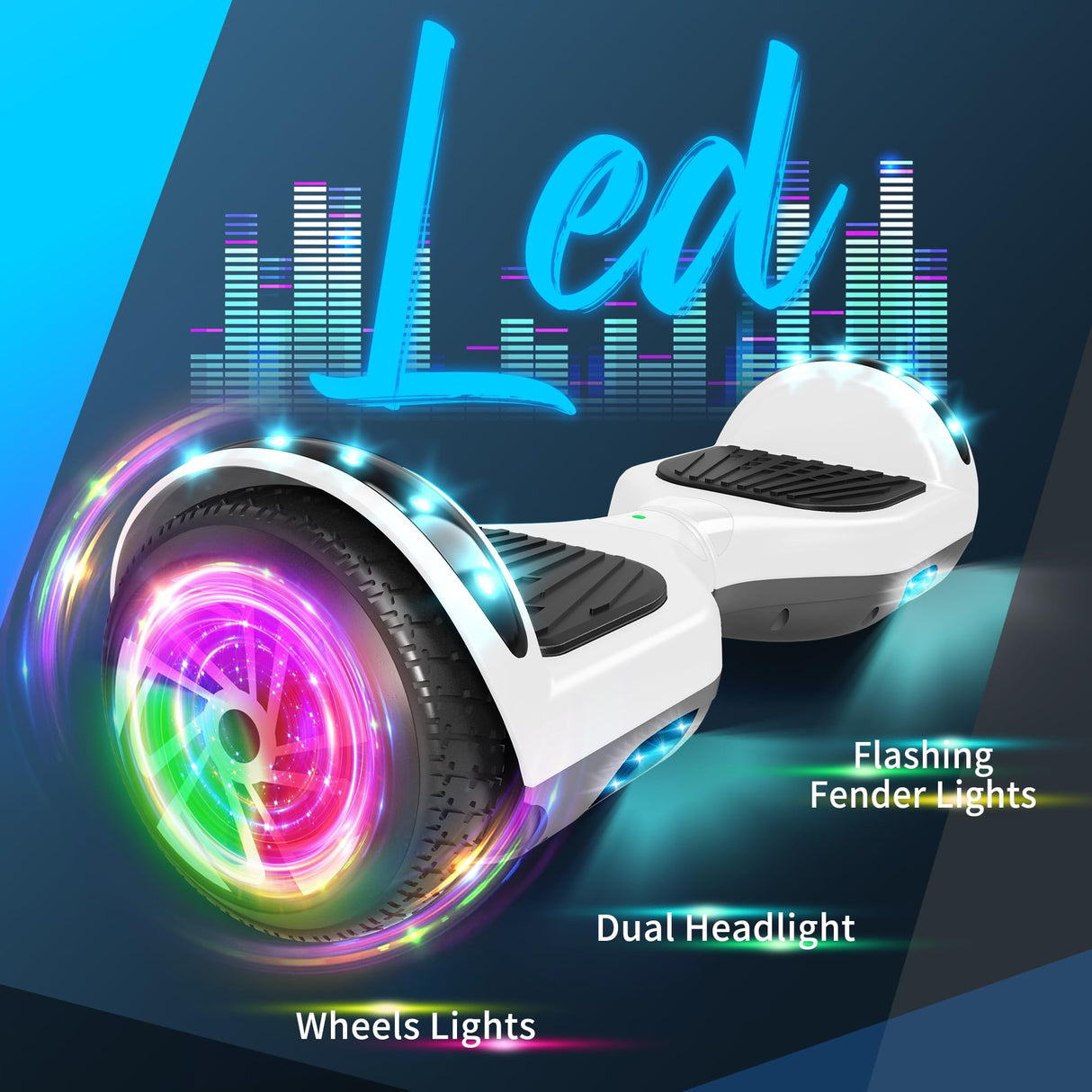 Hoverboard 6.5 Pouces auto-équilibrant avec haut-parleur Bluetooth et lumière LED, cadeaux pour enfants