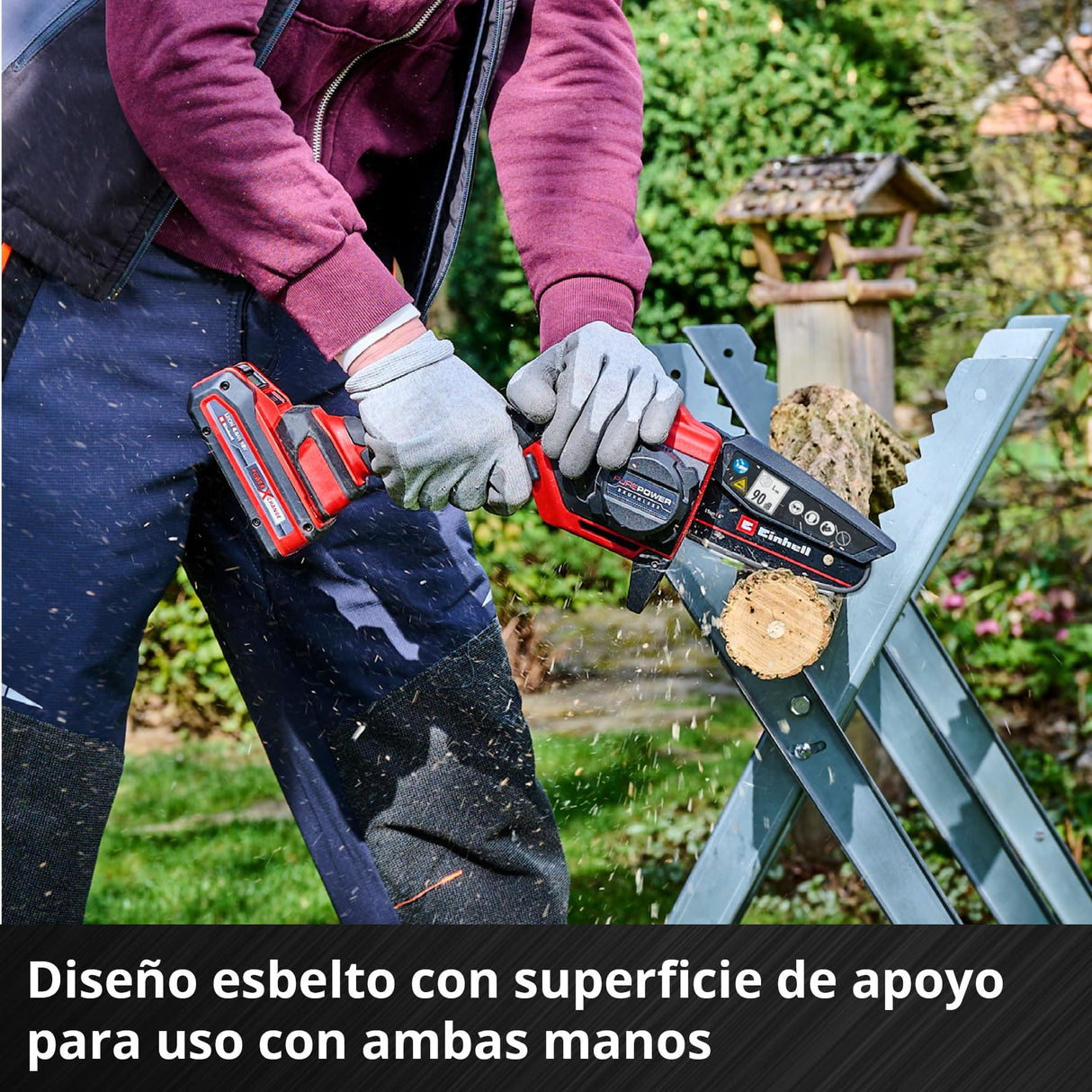 Motosierra para ramas con batería GE-PS 18/15 Li Bag Kit Power X-Change de Einhell (18 V, Brushless, longitud de corte 12,5 cm, incl. batería 2,5 Ah, cargador, cadena de repuesto, bolsa Einhell 45/29)