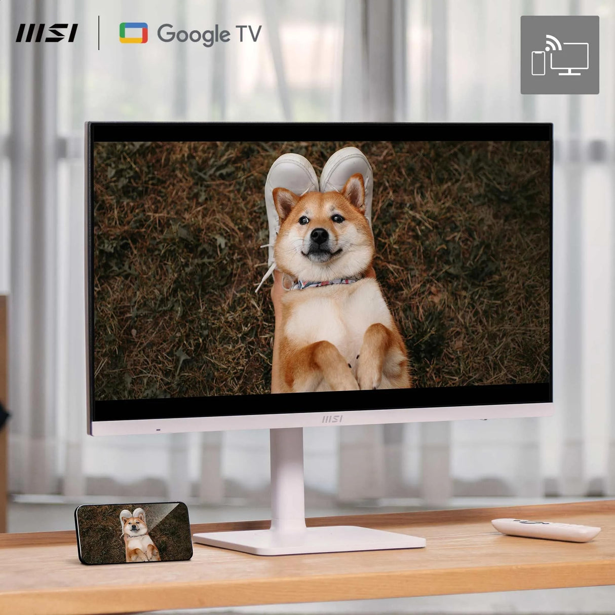 MSI Modern MD272UPSW, Monitor Inteligente UHD 4K de 27", Google TV, Control inalámbrico, Type-C 65W, Altavoces Integrados, Blanco
