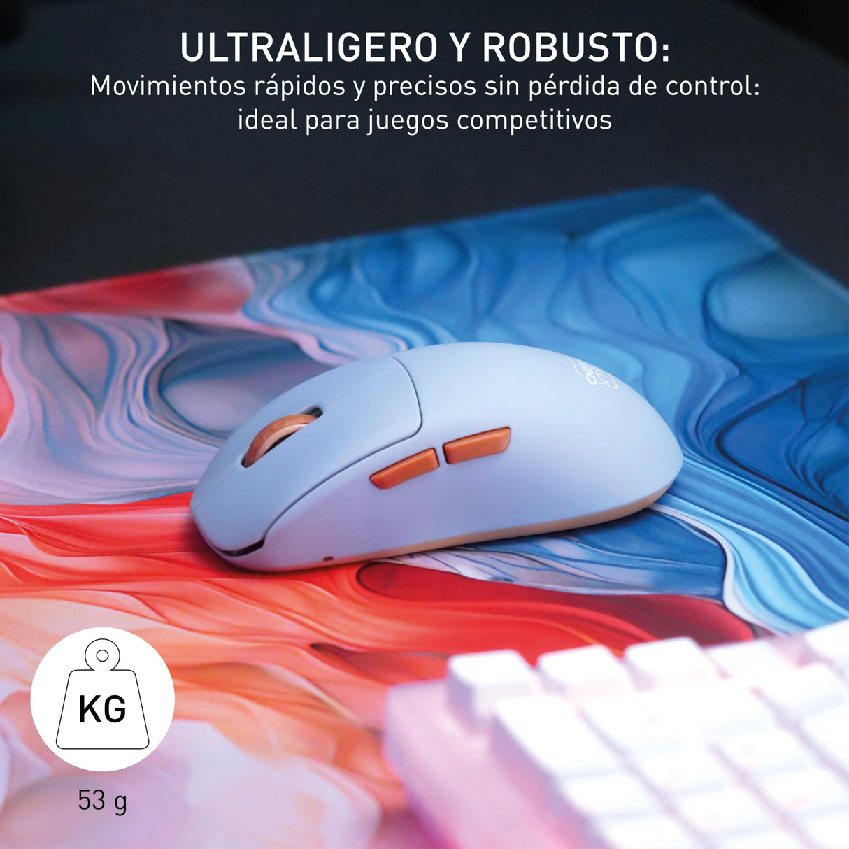 CHERRY XTRFY M68 Wireless, Ratón Inalámbrico de Gaming Ultra Rápido, 2.4 GHz RF, Optimizado para esports, 8K, Forma Simétrica con Parte Frontal Baja, Azul