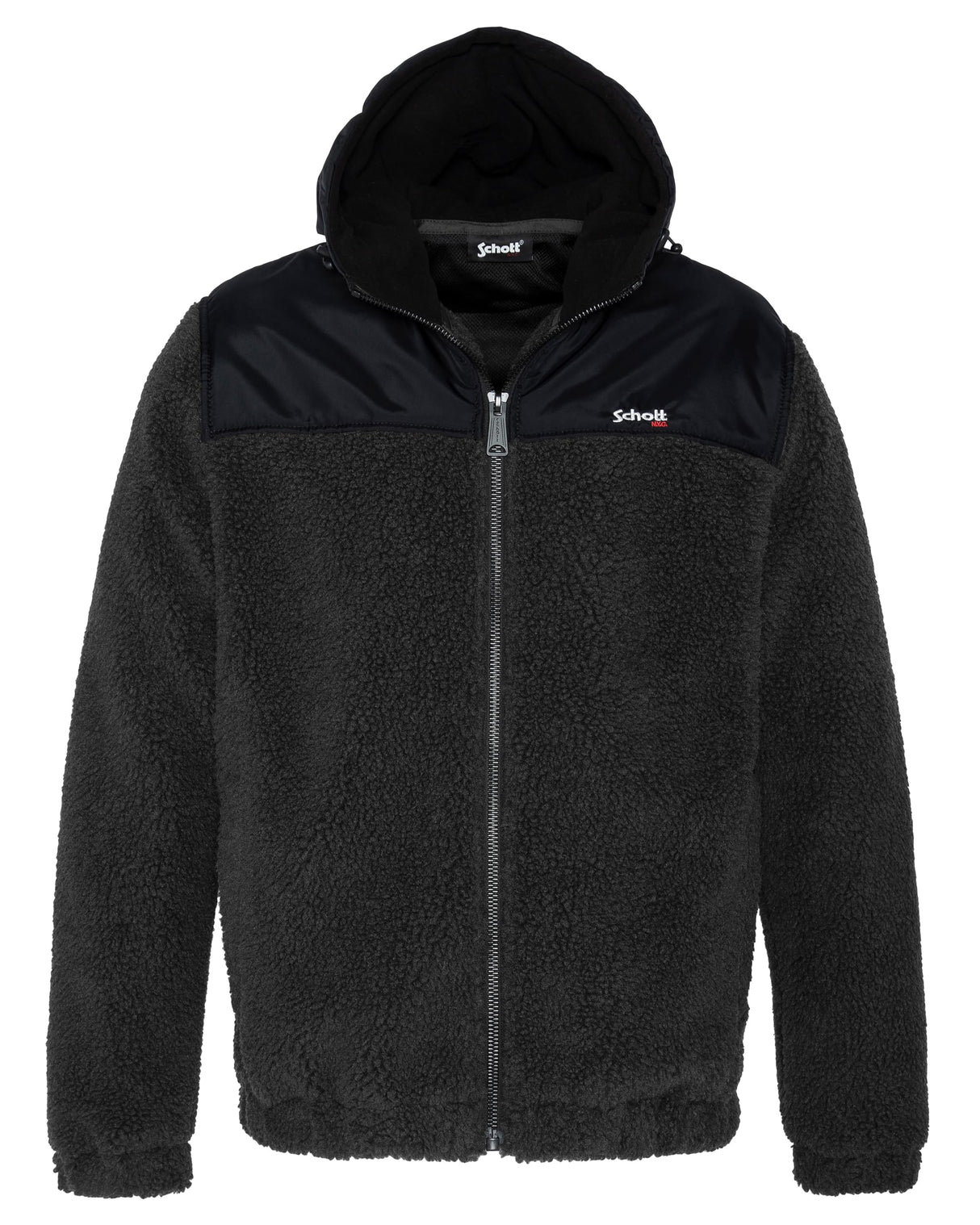 Schott NYC Swward2 Sudadera Polar con Cremallera, Negro, M para Hombre