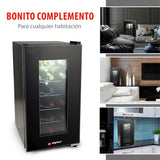 alpina Vinoteca - 230V - 18 Botellas/50L - Vinoteca - Temperatura regulable 11°C a 22°C - Puerta de Cristal e Iluminación Interior - Poco o Ningún Ruido - Negro