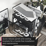 APNX V1 - Carcasa de PC ATX de Doble cámara con Flujo de Aire de Media Torre, Paneles de Vidrio panorámico, 10 Ranuras para Ventilador, Soporte de radiador de 360 mm, Entrada Angular Frontal de 16 cm