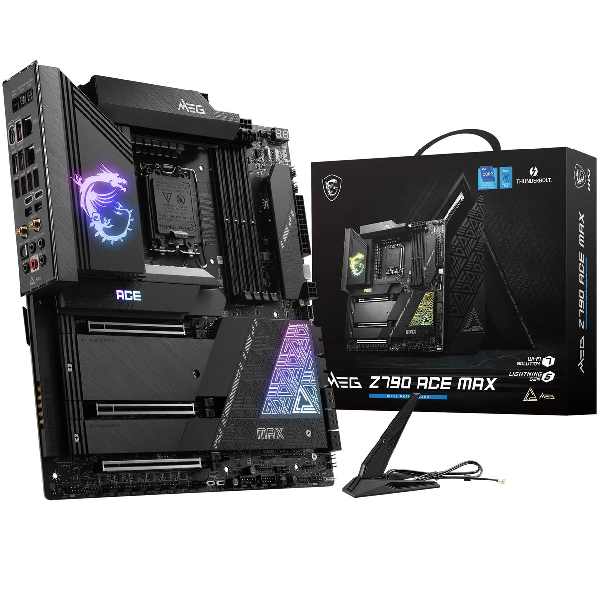 MSI Meg Z790 Ace MAX, Placa Base E-ATX, Admite Procesadores Intel 12 y 13 Gen Core, LGA 1700, 105A SPS VRM, DDR5 7800+MHz/OC, PCIe 5.0 x16, M.2 Gen5, LAN Dual 2.5G, Wi-Fi 7, Thunderbolt 4