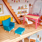 KidKraft Casa de muñecas de Madera Rowan con Muebles y Accesorios incluidos, Casita de Juguete con terraza, 4 Niveles de Juego, Juguetes niños y niñas Desde 3 años (10238)