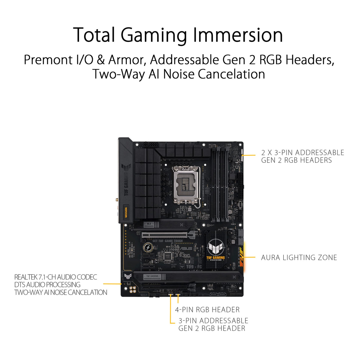 Asus TUF Gaming B760-PLUS WiFi D4 - Placa Base ATX Intel LGA 1700 (PCIe 5.0, Tres PCIe 4.0 M.2, VRM de 12+1 Fases, 2.5Gb Ethernet, DisplayPort, HDMI, USB 3.2 Gen 2 Type-C Frontal, Aura Sync)