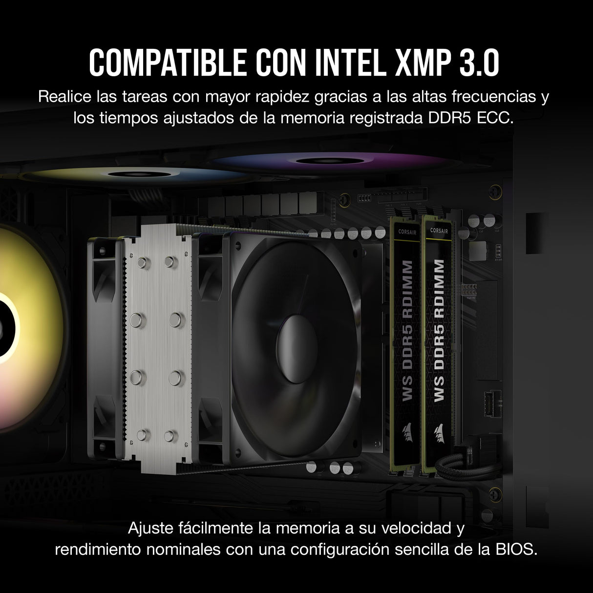 CORSAIR WS DDR5 ECC RDIMM 128GB (8x16GB) 5600MHz CL40 Intel XMP 3.0 Memoria para Estaciones de Trabajo - Negro (CMA128GX5M8B5600C40)