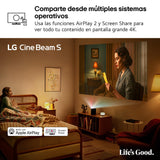 LG PU615U - Proyector CineBeam S, 4K UHD, 40 hasta 100", Smart TV con webOS, Tiro Ultra Corto, Láser RGB 500 Lúmenes, Dolby Atmos, HDMI eARC y USB-C