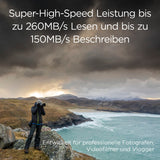 Integral Tarjeta SD de 512 GB UHS-II V60 con velocidades de lectura de hasta 260 MB/s y velocidades de escritura de 150 MB/s. Tarjeta de memoria de alta velocidad profesional SDXC
