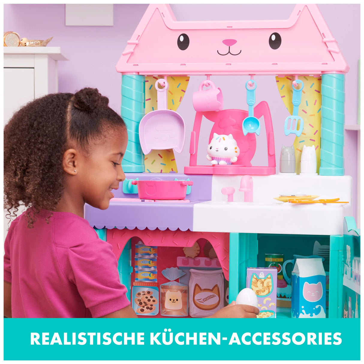 Gabby's Dollhouse Cakey GDH Purrfect Dollhouse + RLP Kitchen, Color Cocina para Juegos de rol, Medium (Spin Master 6069148)