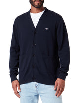 GANT Cárdigan clásico de algodón en V Suéter, Noche Azul, L para Hombre