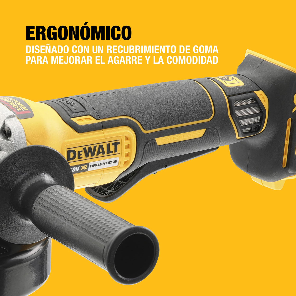 DEWALT Amoladora angular sin escobillas de 125 mm con interruptor tipo paleta de 18V XR - Solo herramienta en TSTAK, DCG406NT-XJ