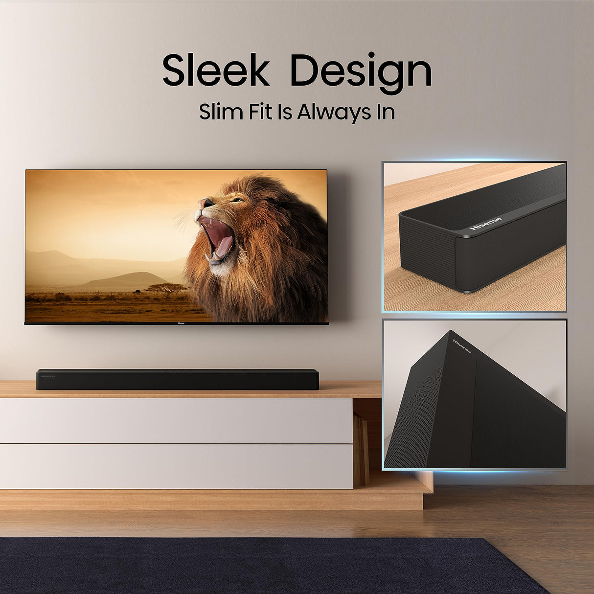 Hisense HS2100 - Barra de Sonido 2.1, 240W, Dolby Digital, DTS Virtual X, Bluetooth 5.3, HDMI ARC/Optical/AUX/USB, 6 Modos de Sonido