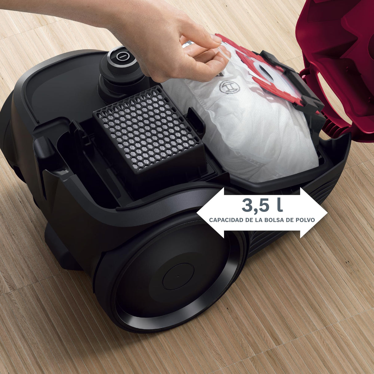 Bosch - Aspirador con Bolsa, Serie 2, Ligero, 3,5 litros, Rojo, BGBS2RD1