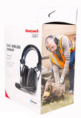 Howard Leight Orejera Sync Wireless BlueTooth Cable USB, Micrófono con Almohadilla, Diseño Ergonómico, Negro, Talla Única, SNR 32 dB, 1034510 (1 Pieza)
