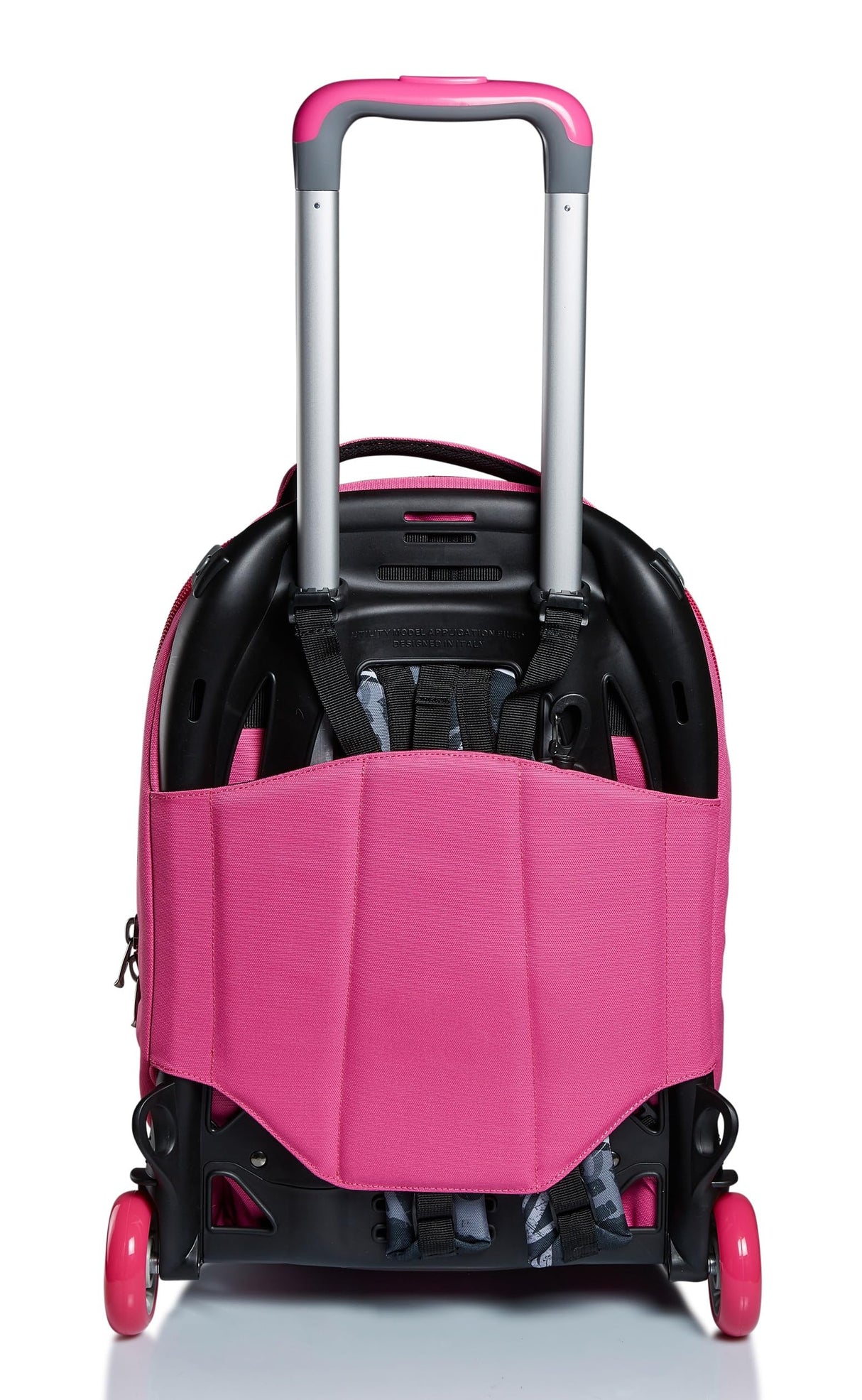 NEW TECH KEEP FLAG - Mochila Escolar 3 en 1 Desmontable + Carro, Trolley Rosa y Negro - Sistema Salva Tirantes