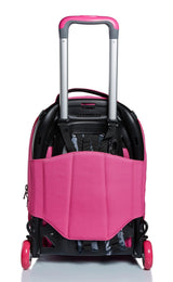 NEW TECH KEEP FLAG - Mochila Escolar 3 en 1 Desmontable + Carro, Trolley Rosa y Negro - Sistema Salva Tirantes