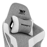 DRIFT GAMING DR90 – Silla Gaming ergonómica con reposacabezas y Lumbar, Respaldo reclinable 135°, Brazos 2D Ajustables, Tejido Transpirable, Base de Nylon y pistón de Gas Clase 4 – Gris/Blanco