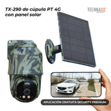 Technaxx TX-290, cámara de Seguridad de cúpula PT 4G para Exteriores con Panel Solar de 5W - PTZ de 360°, vídeo FullHD de 4 MP, visión Nocturna, detección de Movimiento PIR, IP65, Audio bidireccional