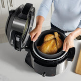 Ninja Foodi Olla eléctrica multifunción con SmartLid, 6 l, 11 funciones de cocción en 1, Olla a presión, Freidora de aire, Cocción lenta, Parrilla, Hornear y más, acero inoxidable, OL550EU