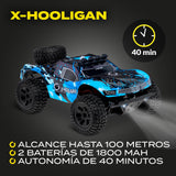 Overmax X-Hooligan Gran Coche de Control Remoto Rápido Escala 1:10 Velocidad 35 km/h Alcance 100 Metros 4x4 Drive 40 Minutos Conducción Diversión Iluminación LED
