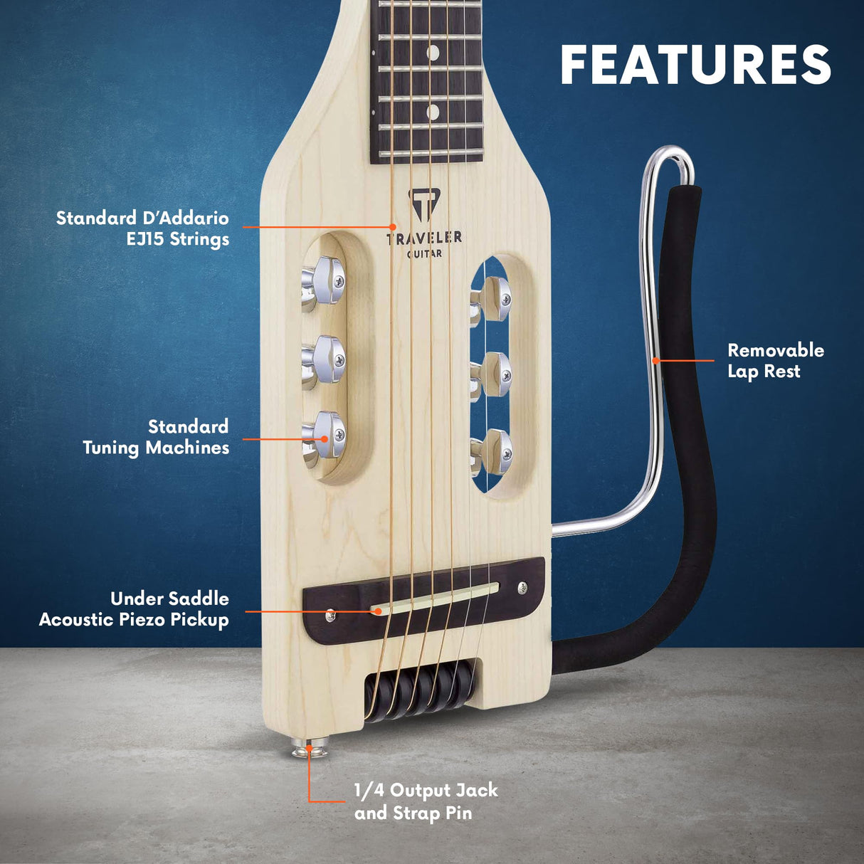 Traveler Guitar Guitarra acústica eléctrica ultraligera, arce (ULA MPS)
