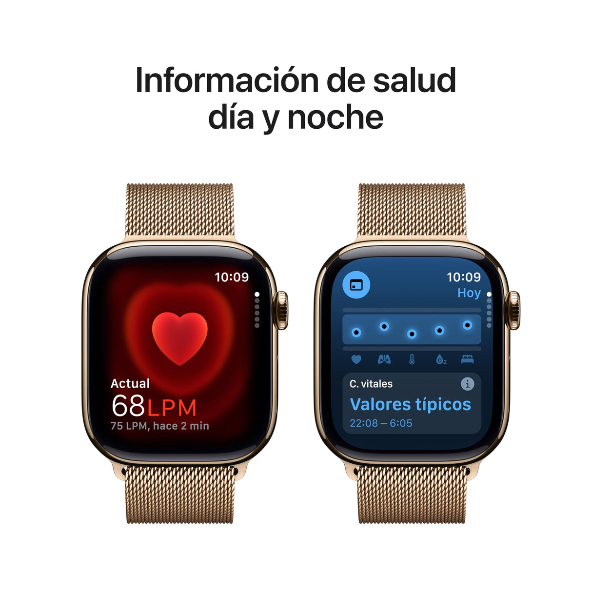 Apple Watch Series 10 GPS + Cellular Smartwatch con Caja de Titanio Oro de 42 mm y Pulsera Milanese Loop Oro - Talla única. Monitor de entreno, Pantalla Retina Siempre Activa y Neutro en Carbono